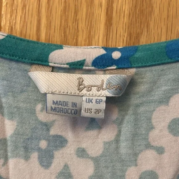 Boden Women's Green Print Jersey Knit Maxi Dress, Sleeveless V-Neck 2P Petite 2 - Picture 3 of 4